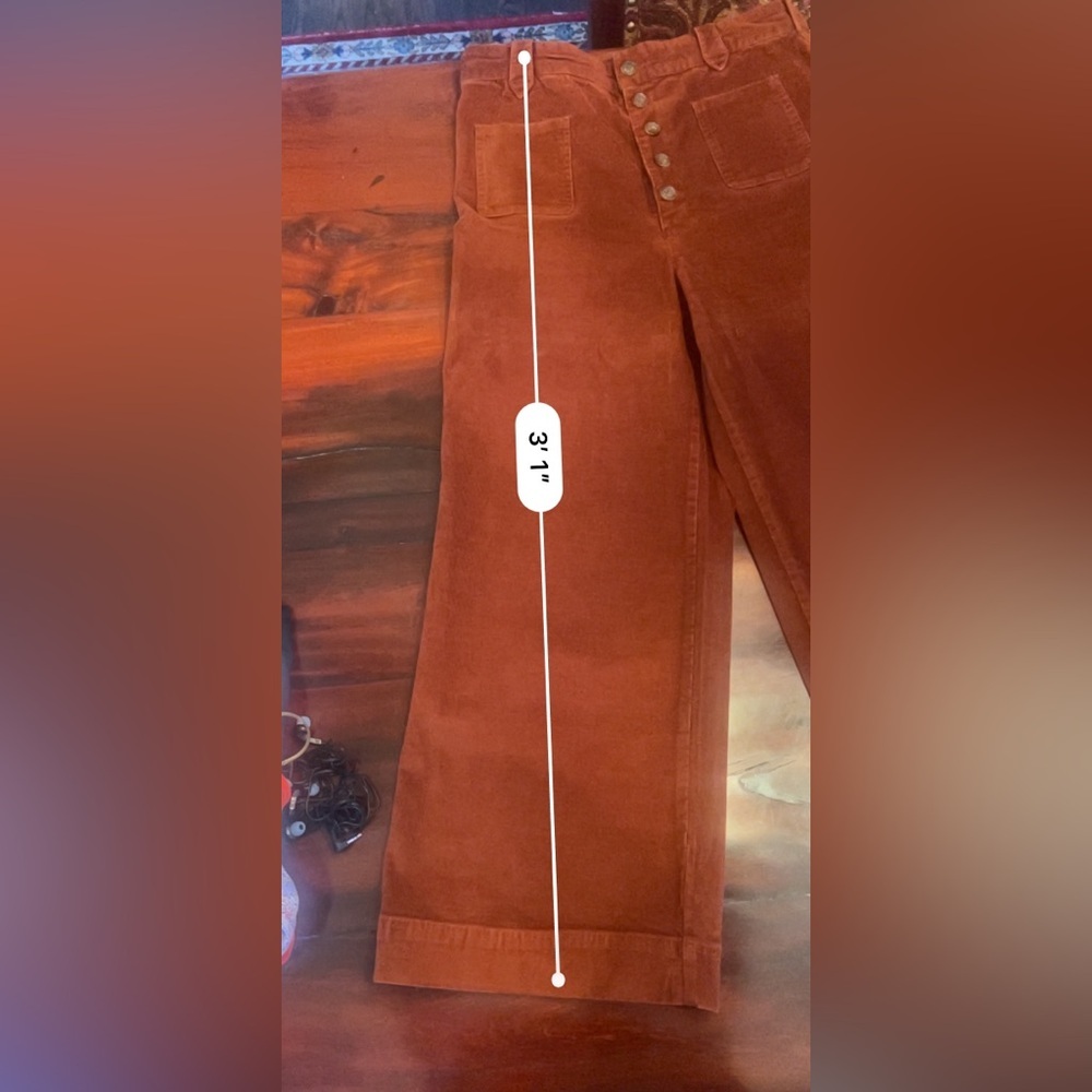 Frye Ilana Ultra High-Rise Corduroy
Wide-Leg Cropped Jeans Sz30 Dark
Orange - Picture 7 of 9